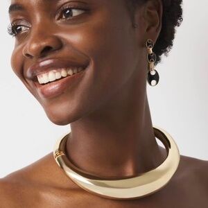 White House Black Market Gold Sculptural Hinged Collar